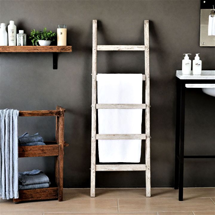 stylish and rustic towel ladder