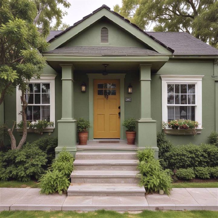 stylish avocado green exterior house paint