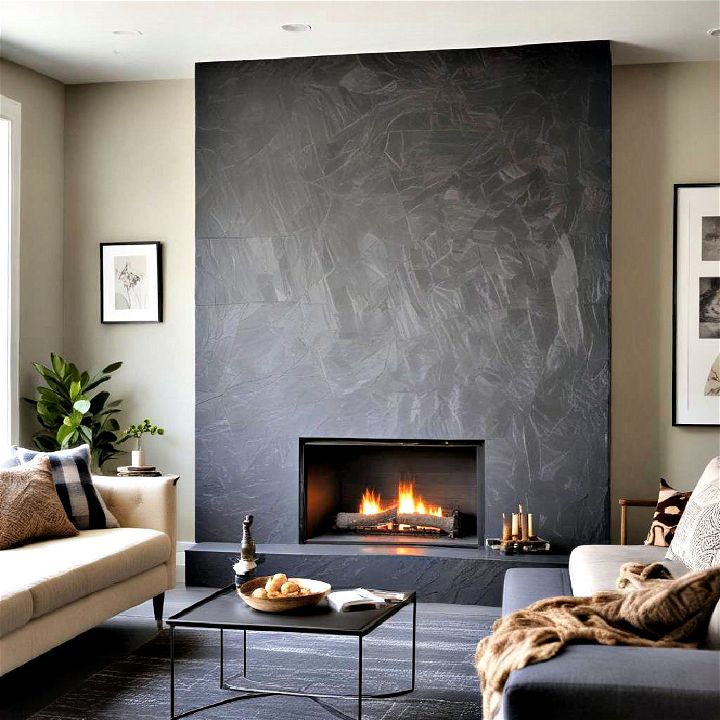 stylish black slate fireplace