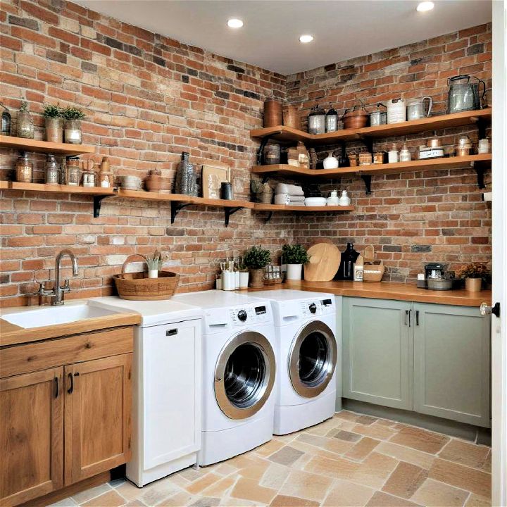 stylish brick accents for laundry room
