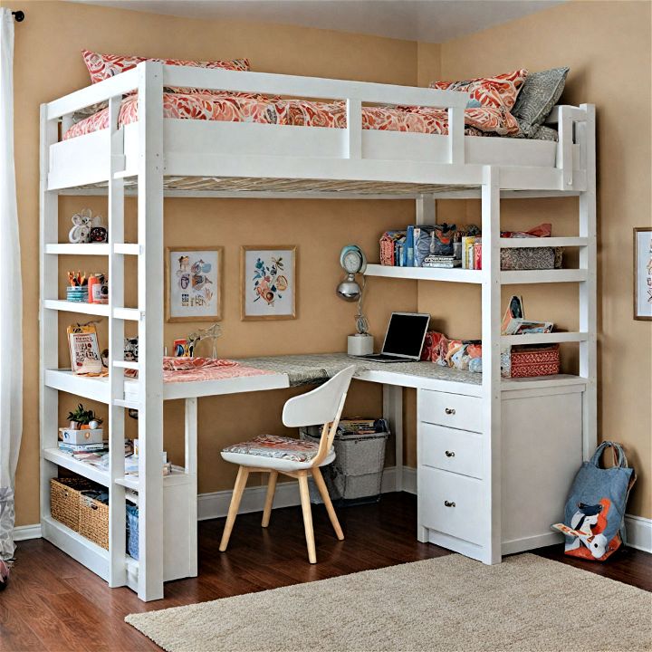 stylish bunk bed with a desk underneath