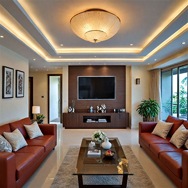 stylish cove lighting for living room ceiling