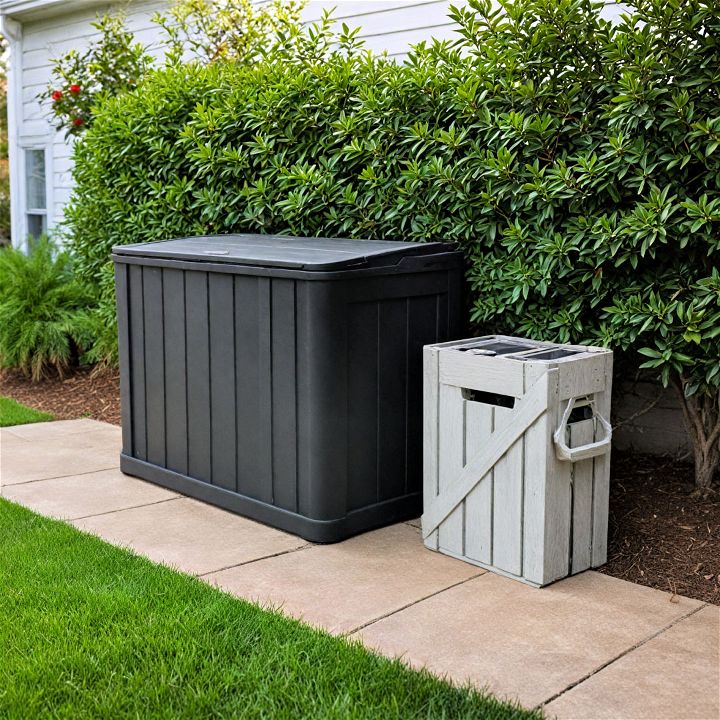 stylish deck box for garbage can storage