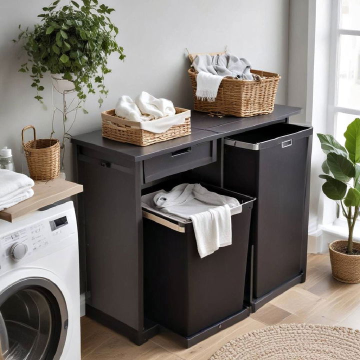 stylish double laundry baskets storage