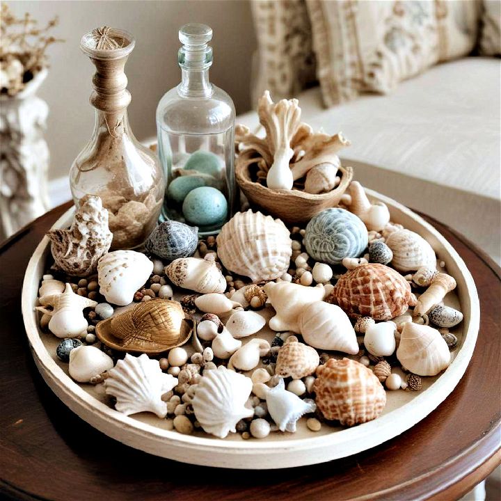 stylish entry table tray with collectibles