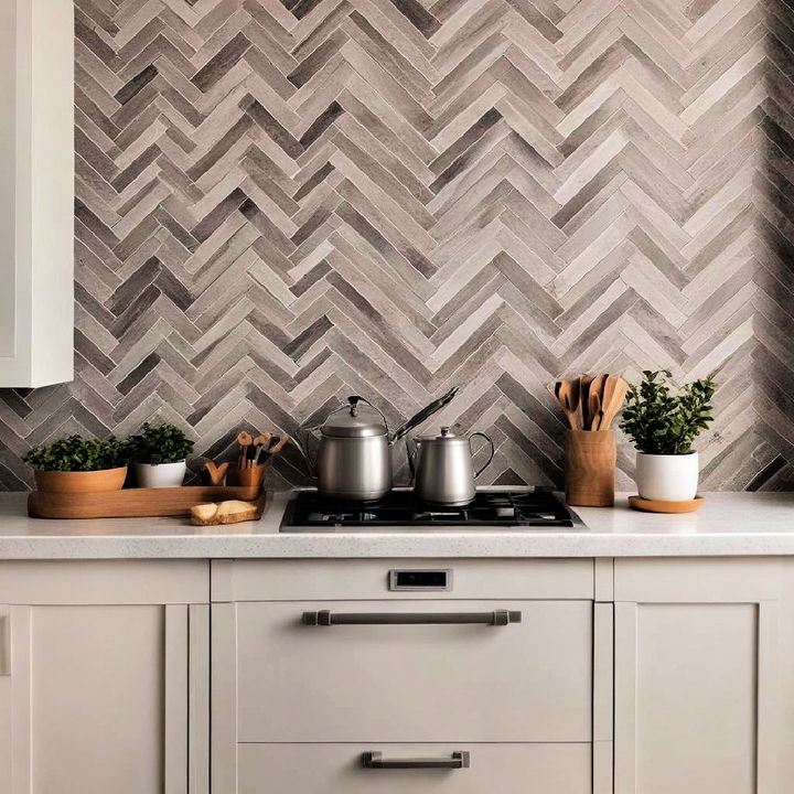 stylish herringbone kitchen decor