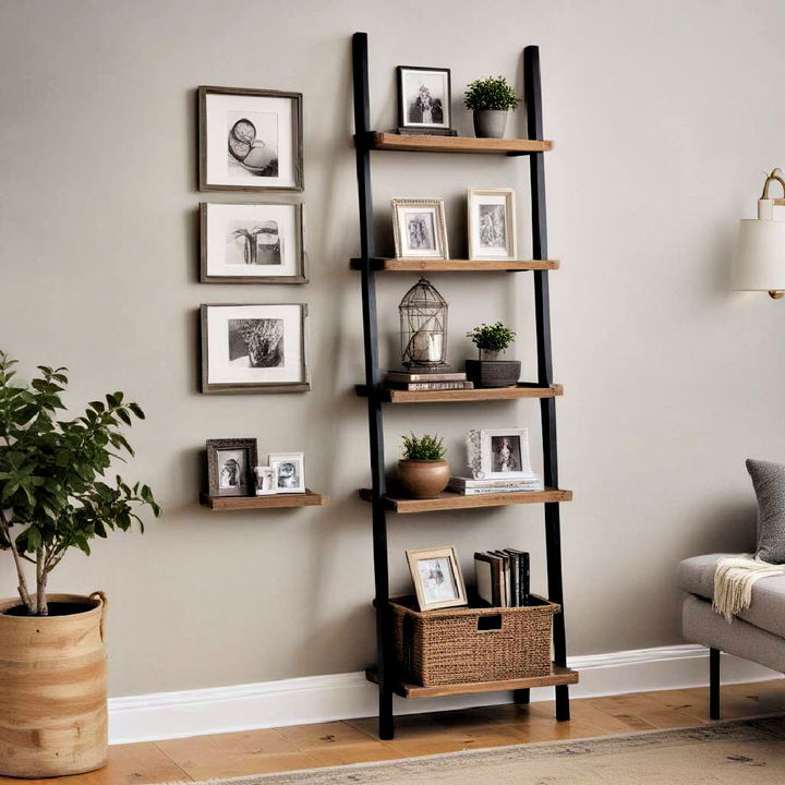 stylish ladder shelf for living room