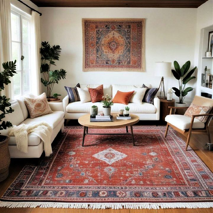 stylish layered rug living room
