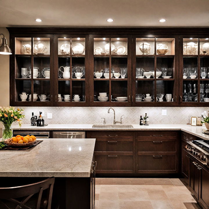 stylish luxury kitchen glass cabinet doors