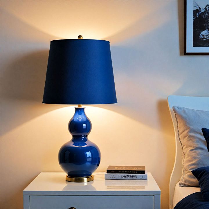 stylish navy blue bedroom table lamp