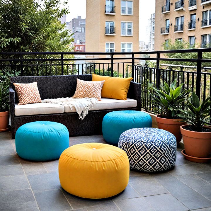 stylish outdoor poufs and ottomans