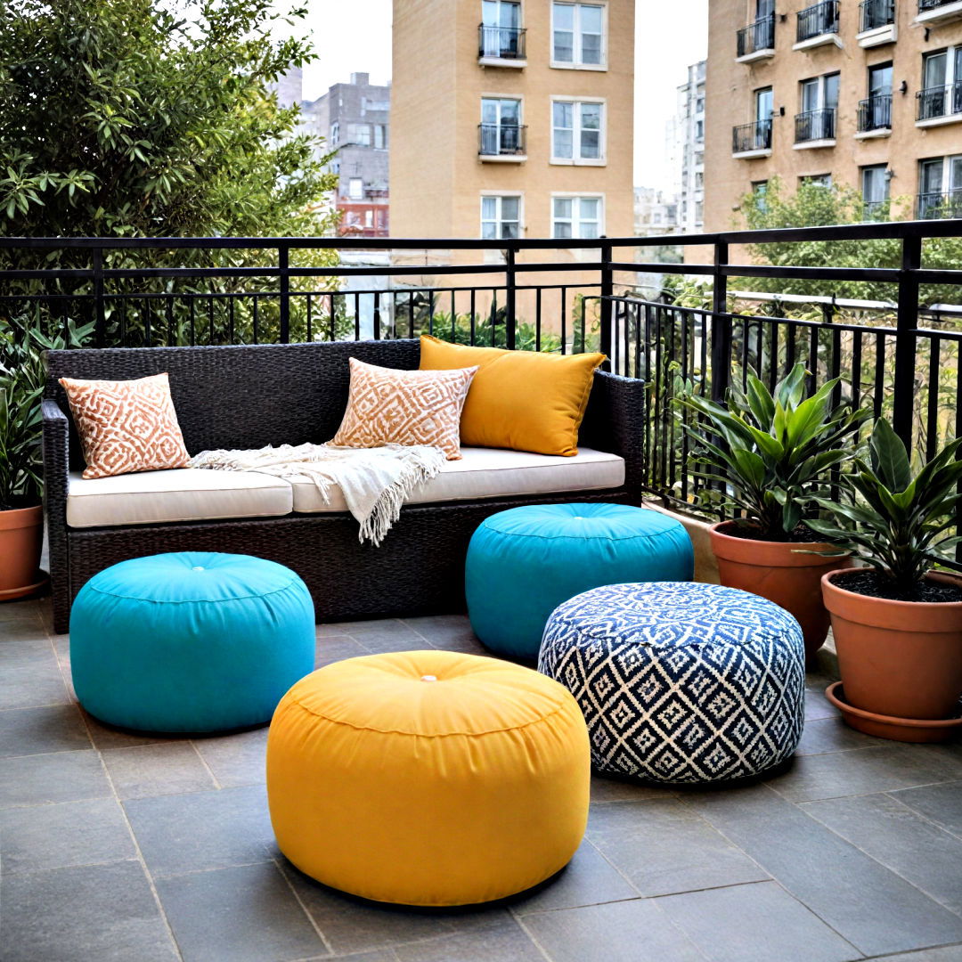 stylish outdoor poufs and ottomans