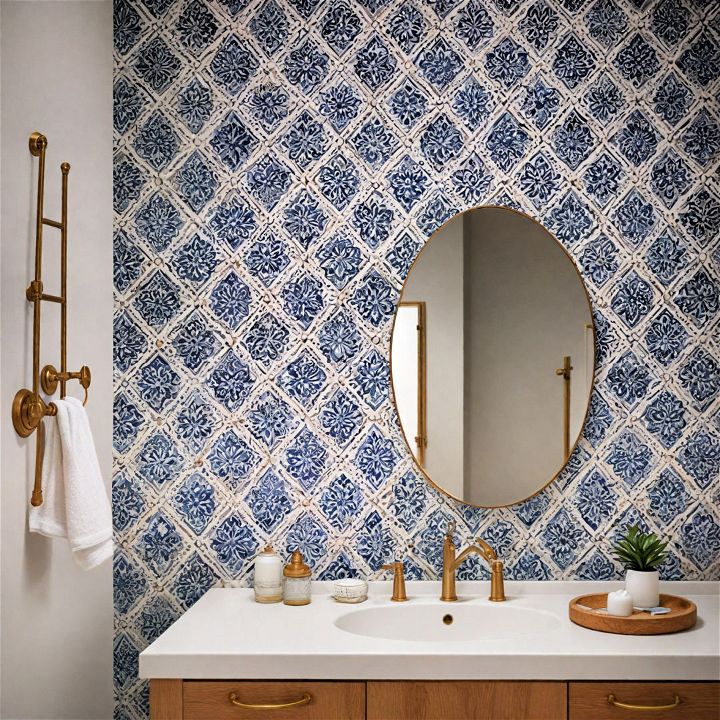 stylish patterned ceramic tile wall