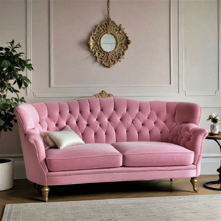 stylish pink velvet sofa