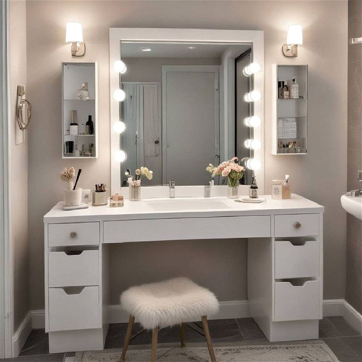stylish vanity mirror with storage