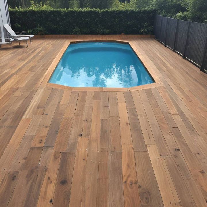 stylish wooden pool deck
