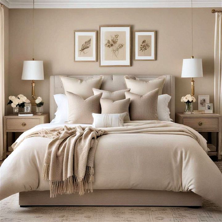 subtle beige accessories for bedroom