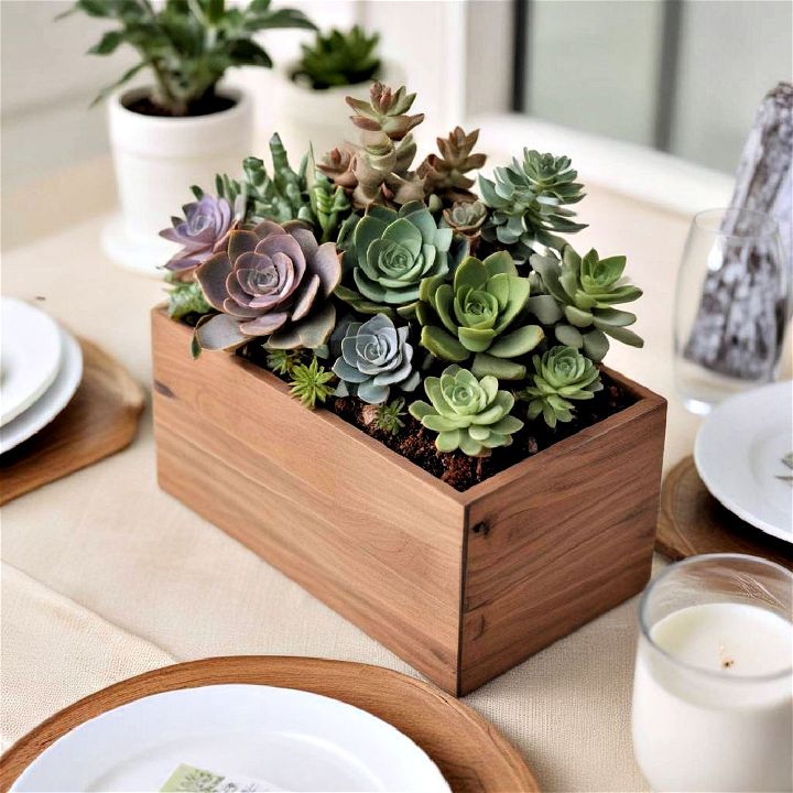 succulent garden box centerpiece
