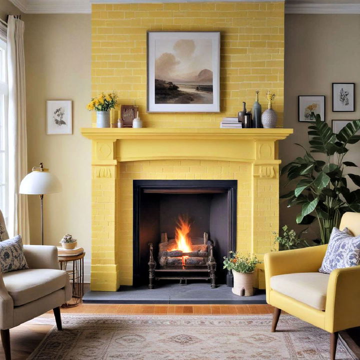 sunny yellow fireplace