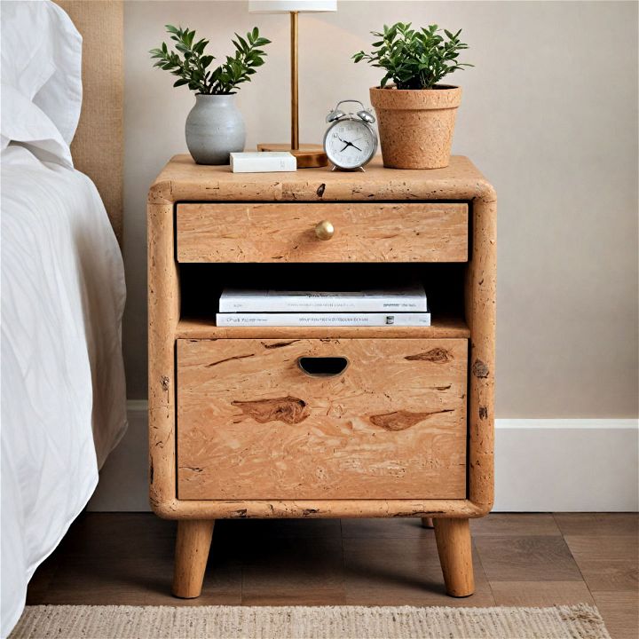 sustainable and stylish cork nightstand