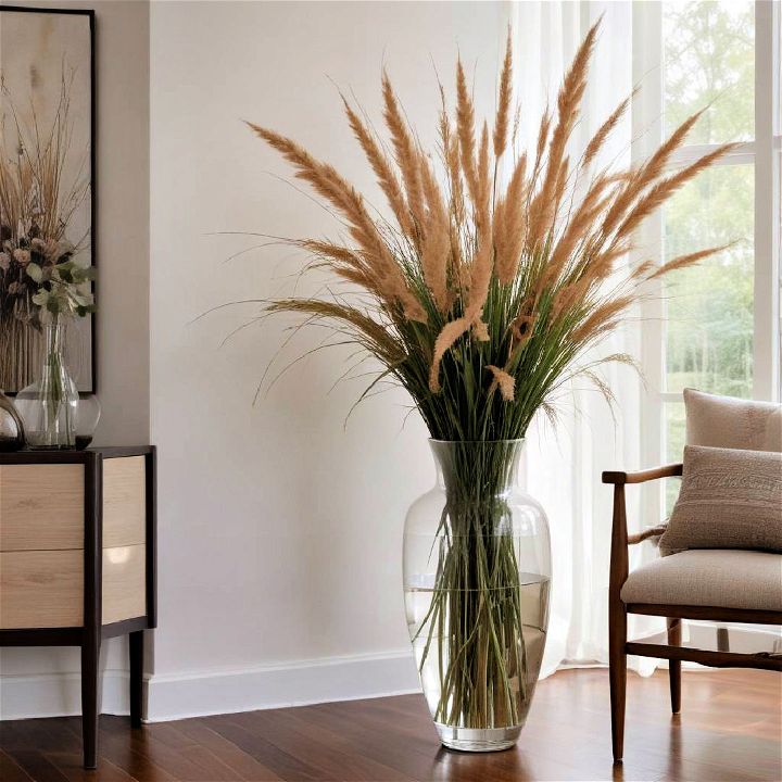 tall grasses vase for floor decoration