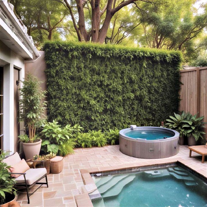 tall greenery for backyard hot tub privacy