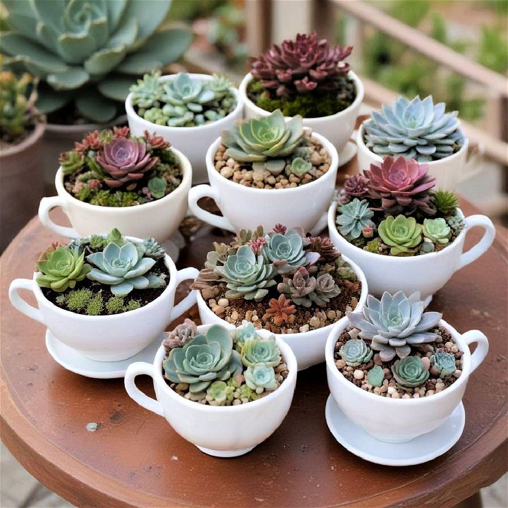 teacups for outdoor succulent container