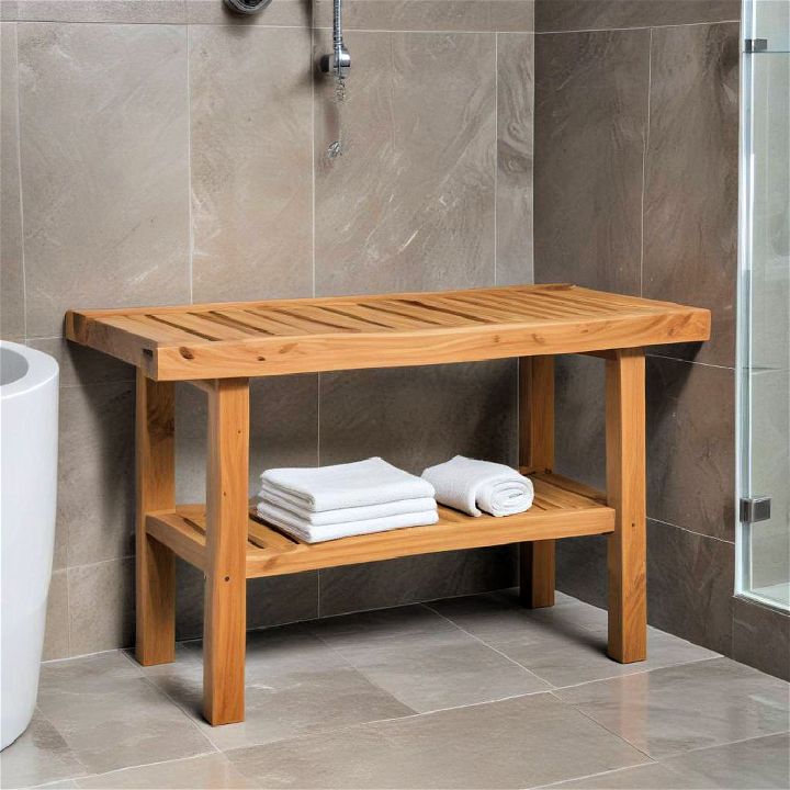 teak wood shower bench