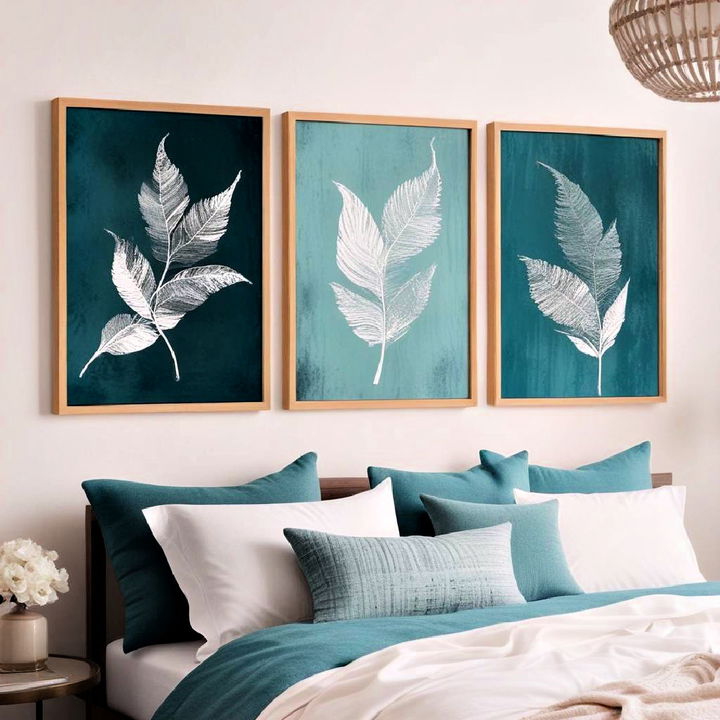 teal art bedroom decor