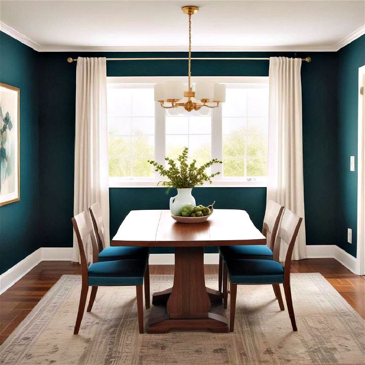 teal dining space