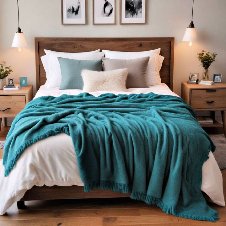 teal throw blanket room s design