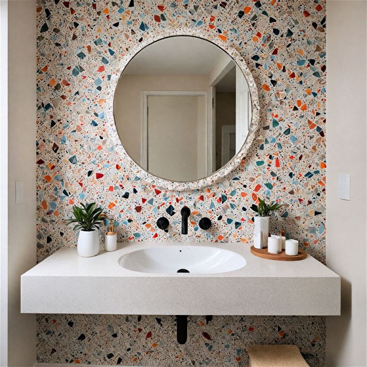 terrazzo wall to give your bathroom a chic feel