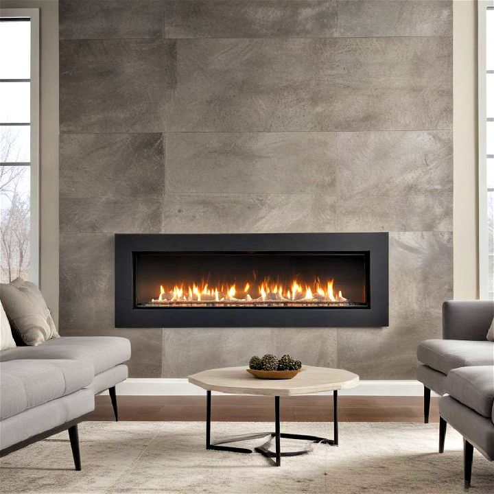 textured metal surround linear fireplace