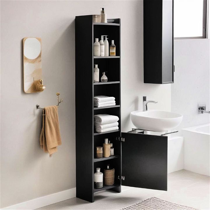 thin profile cabinets for minimalist bathroom