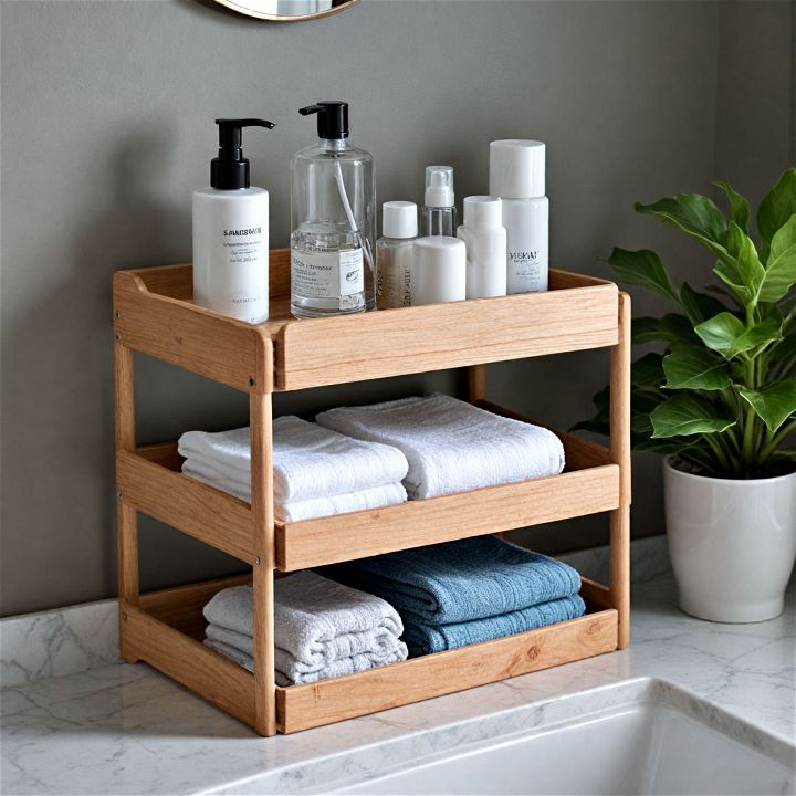 tiered trays for small bathroom