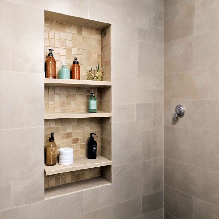 tile in shelving for shower
