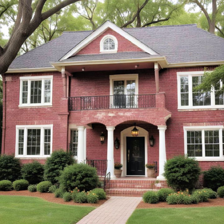 timeless maroon painted brick exterior