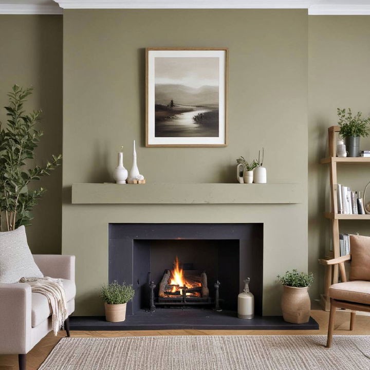 timeless muted olive fireplace