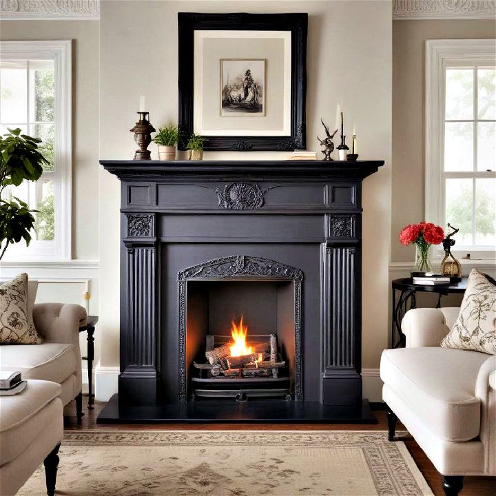 traditional black fireplace