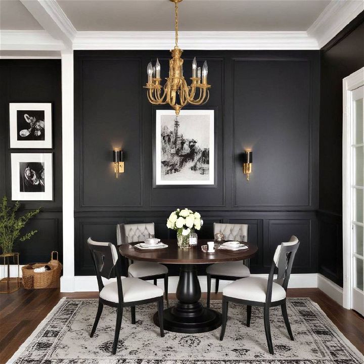 traditional black wainscoting accent wall