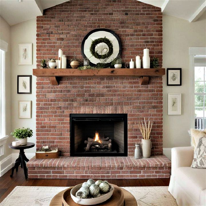 traditional brick fireplace