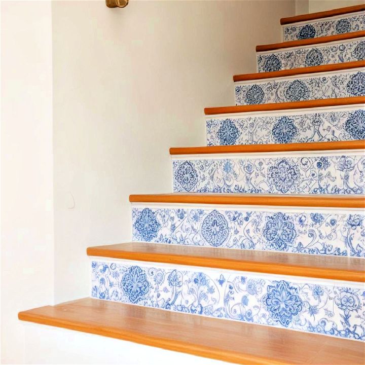 traditional ceramic tile stair riser