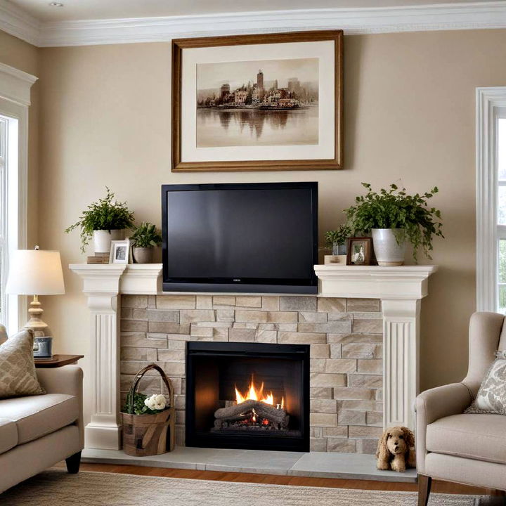 traditional faux fireplace mantel tv wall