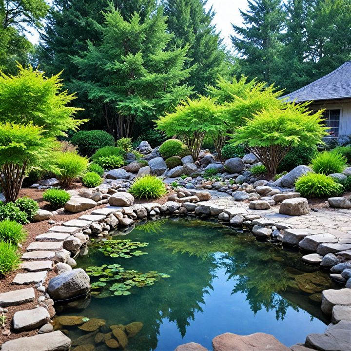 tranquil and serene zen garden pond