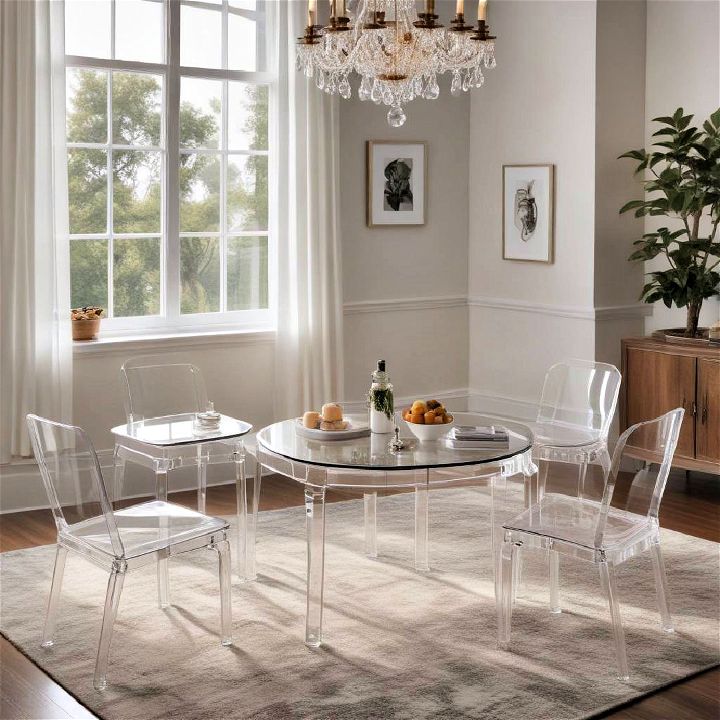 transparent furniture table and chair