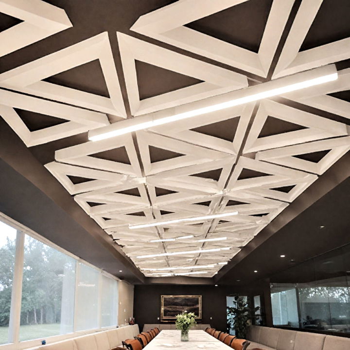 tray ceiling with geometric pattern