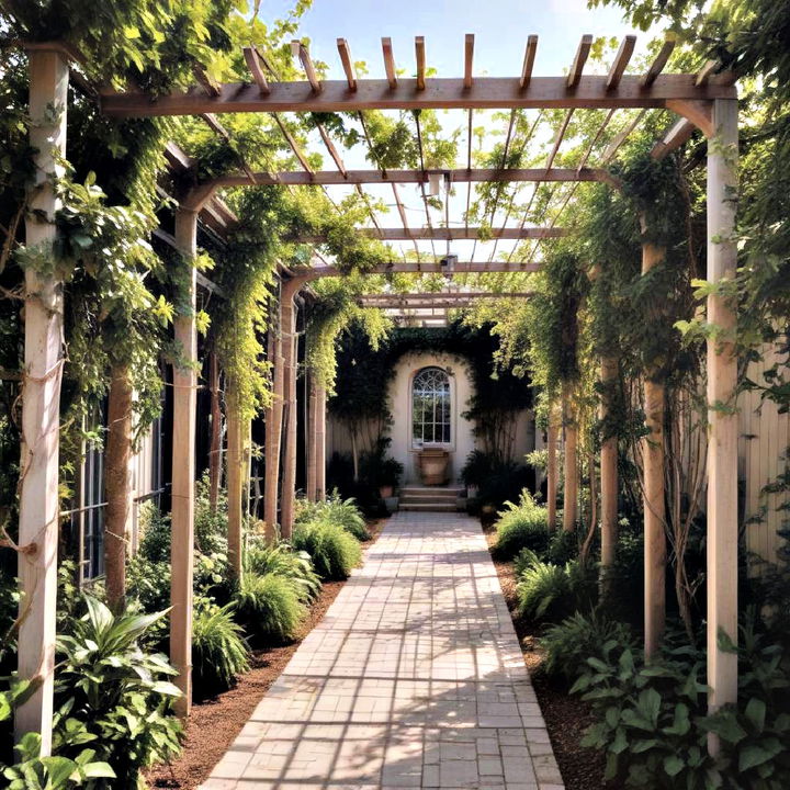 trellis covered front walkway