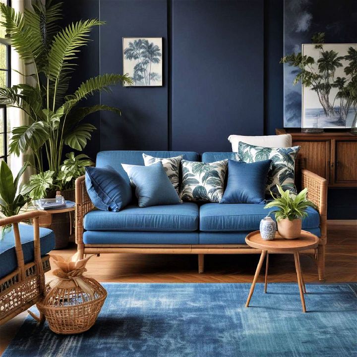 tropical blue living room