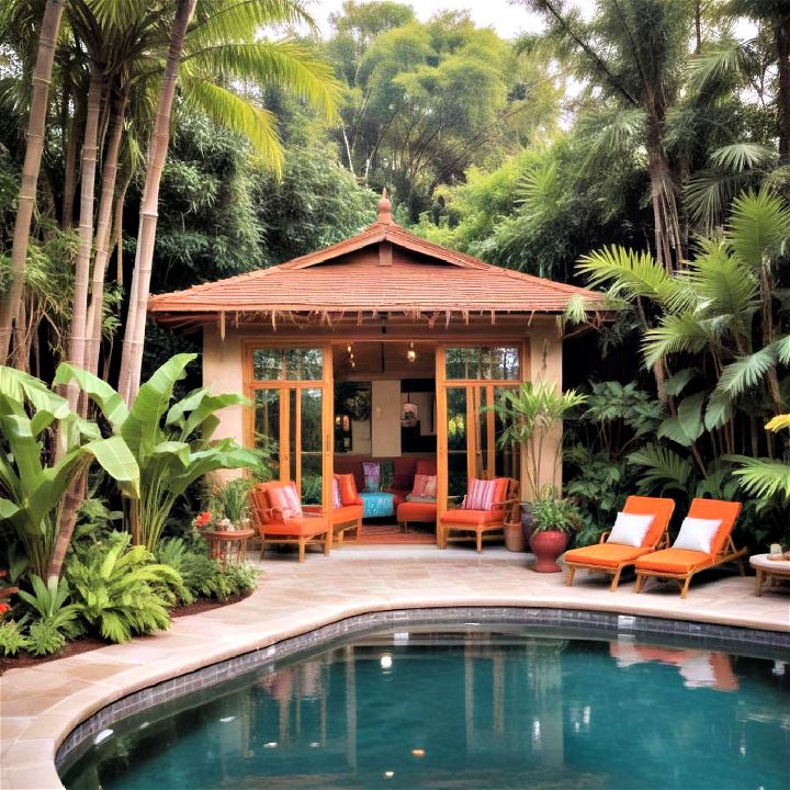 tropical theme pool house