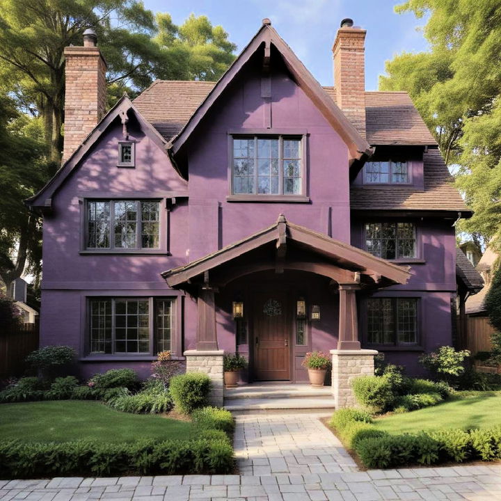 tudor style sophisticated purple house